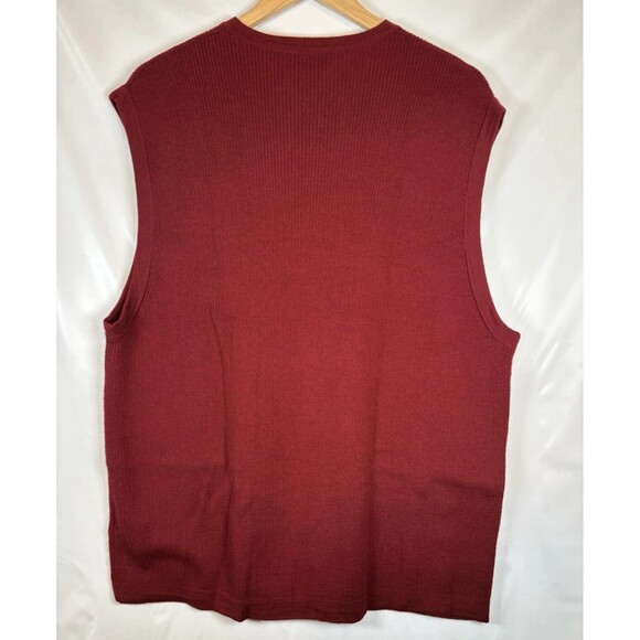 Eddie Bauer 100% Merino Wool Red Burgundy Pullover V Neck Sweater Vest Men’s XXL - Picture 6 of 6